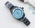 Rolex Turquoise Blue Dial Black Bracelet Watch — hero