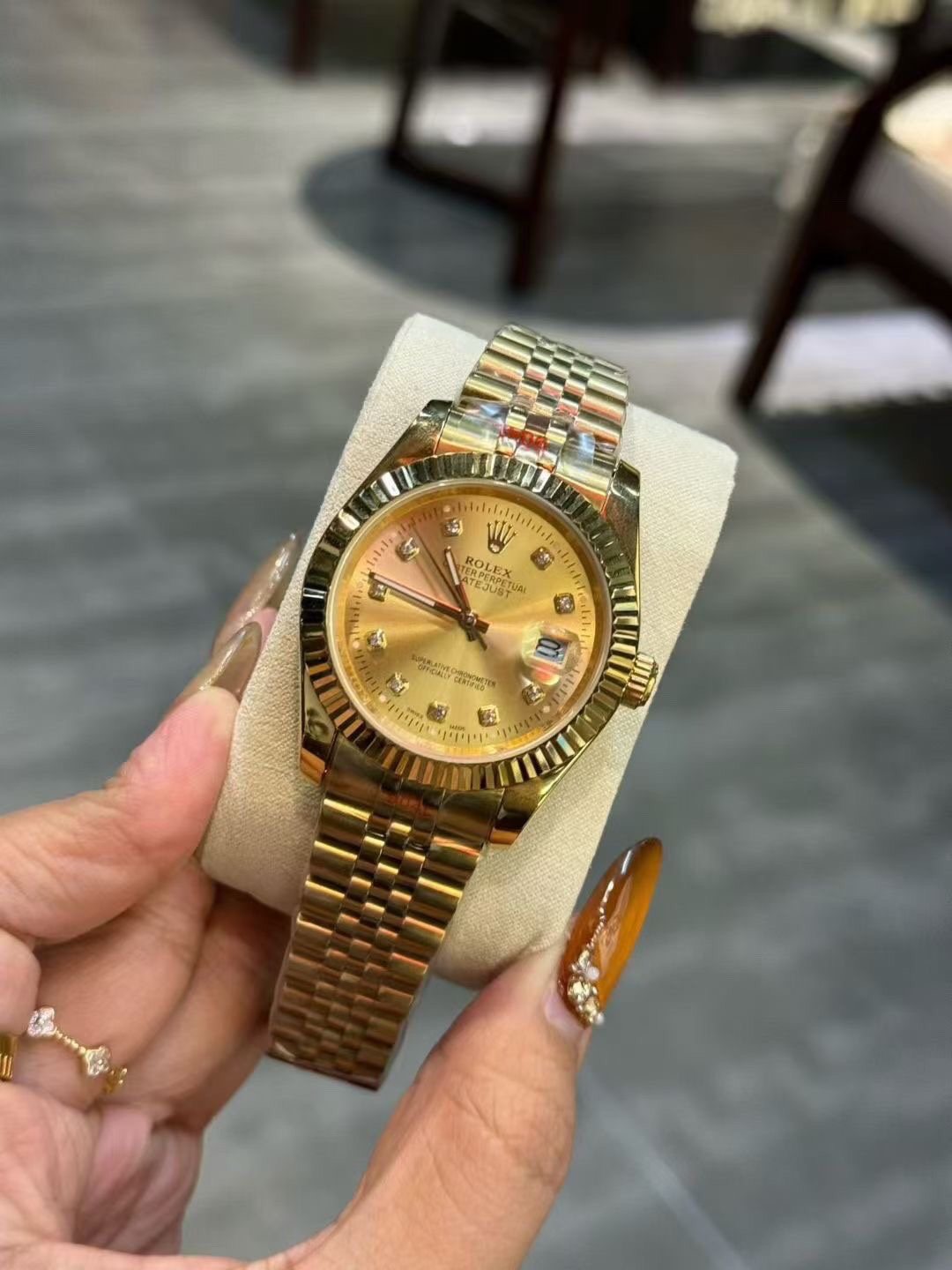 Rolex Gold-Tone Champagne Dial Watch — front
