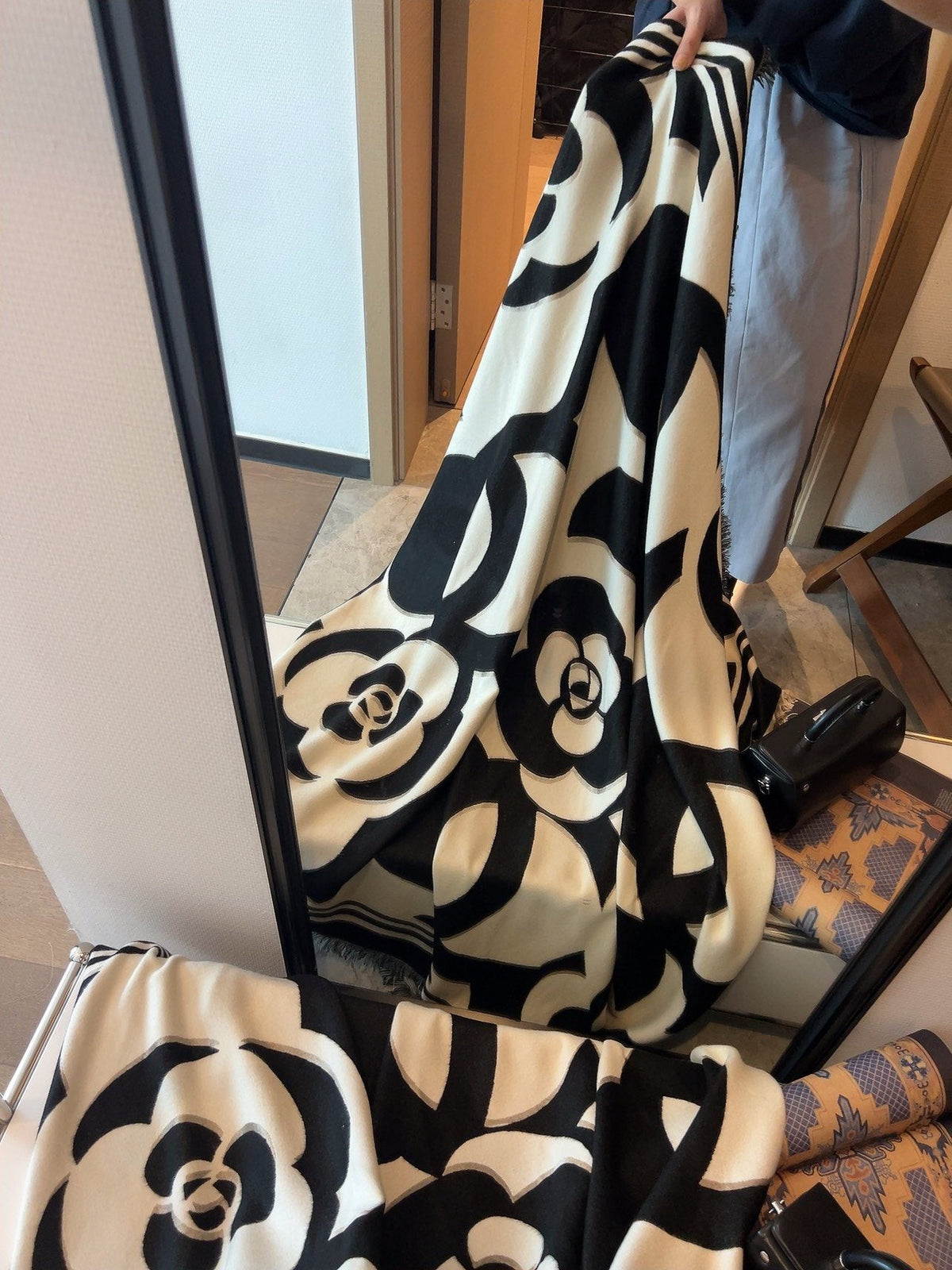 Chanel Floral Square Scarf — model