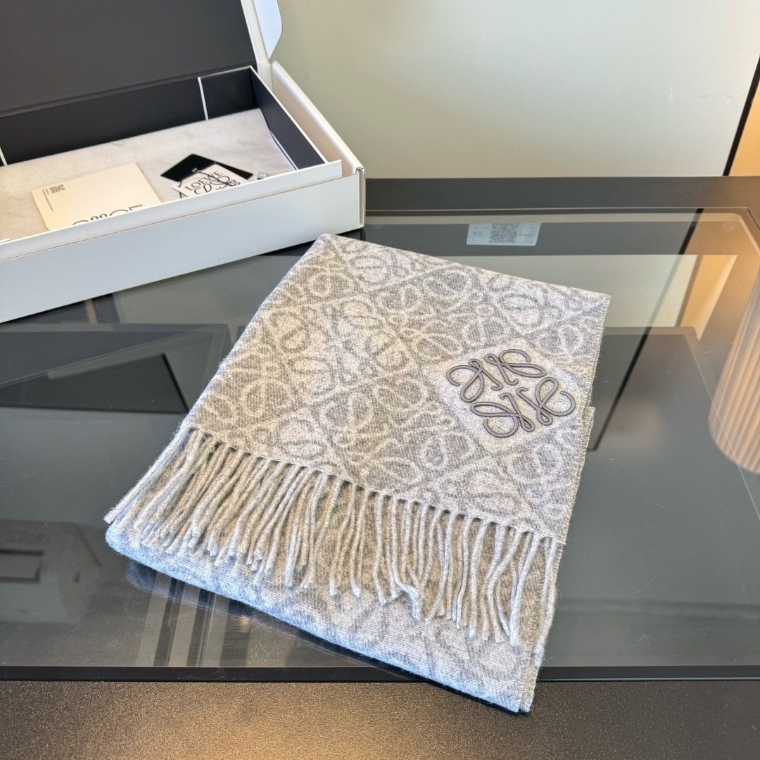 Loewe Patterned Fringed Scarf — front